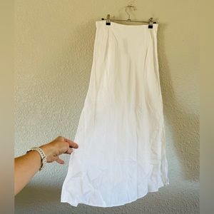 J. Crew White Linen Midi Skirt